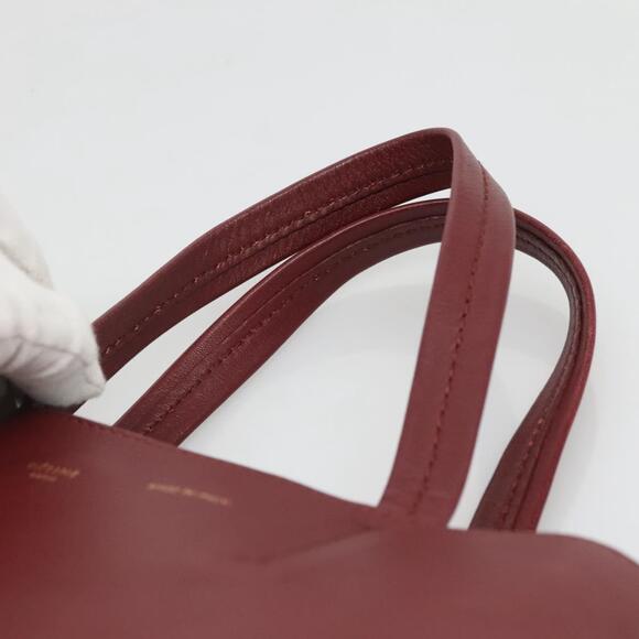 CELINE Horizontal Cabas Gusset Tote Bag Leather Red Silver - Picture 7 of 12